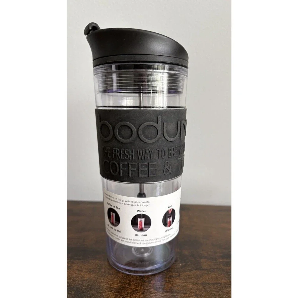 Bodum Coffee French Press Coffee Tea Brewer Travel Tumbler Double Wall Black New